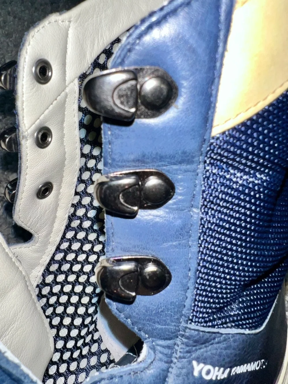 ADIDAS Y-3 by YOHJI YAMAMOTO Size US9 GSG-3 Blue Leather Mesh Combat Boots